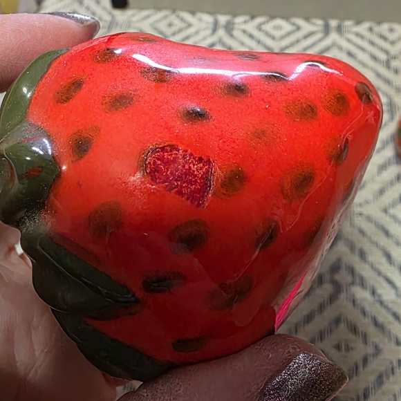 Hand Painted Strawberry Salt And Pepper Shakers #3 - Picture 8 of 8